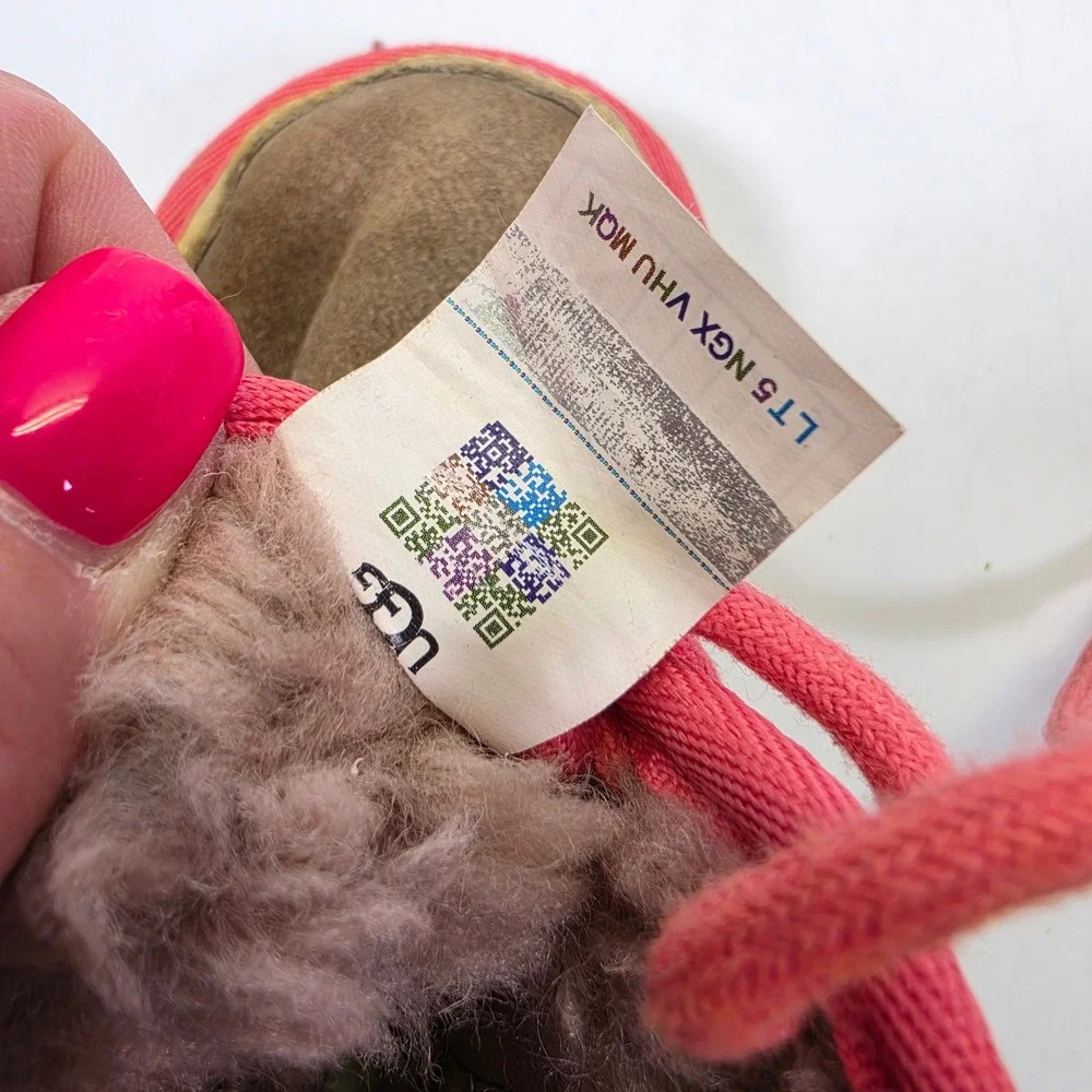 UGG Neumel II Toddler 6C Brown Pink Suede Shearling Lace Up Ankle Boots